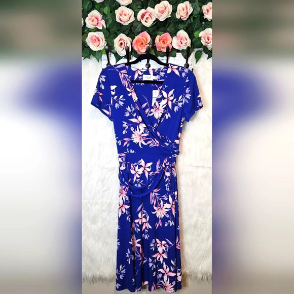 Eliza J Floral Crossfront Midi Dress - Picture 1 of 5